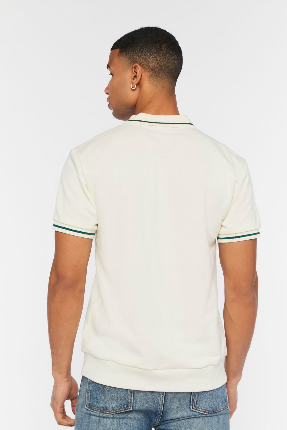 Striped-Trim Polo Shirt-Feelings Star