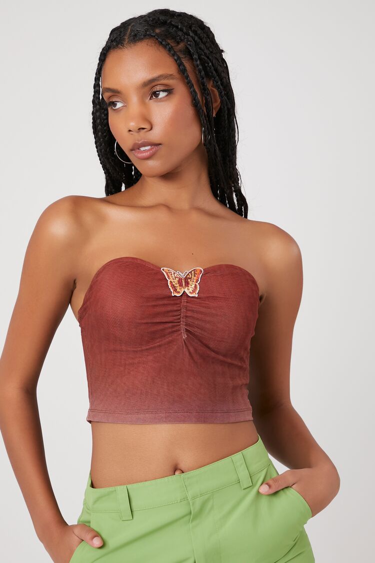 Butterfly Cropped Tube Top-Feelings Star