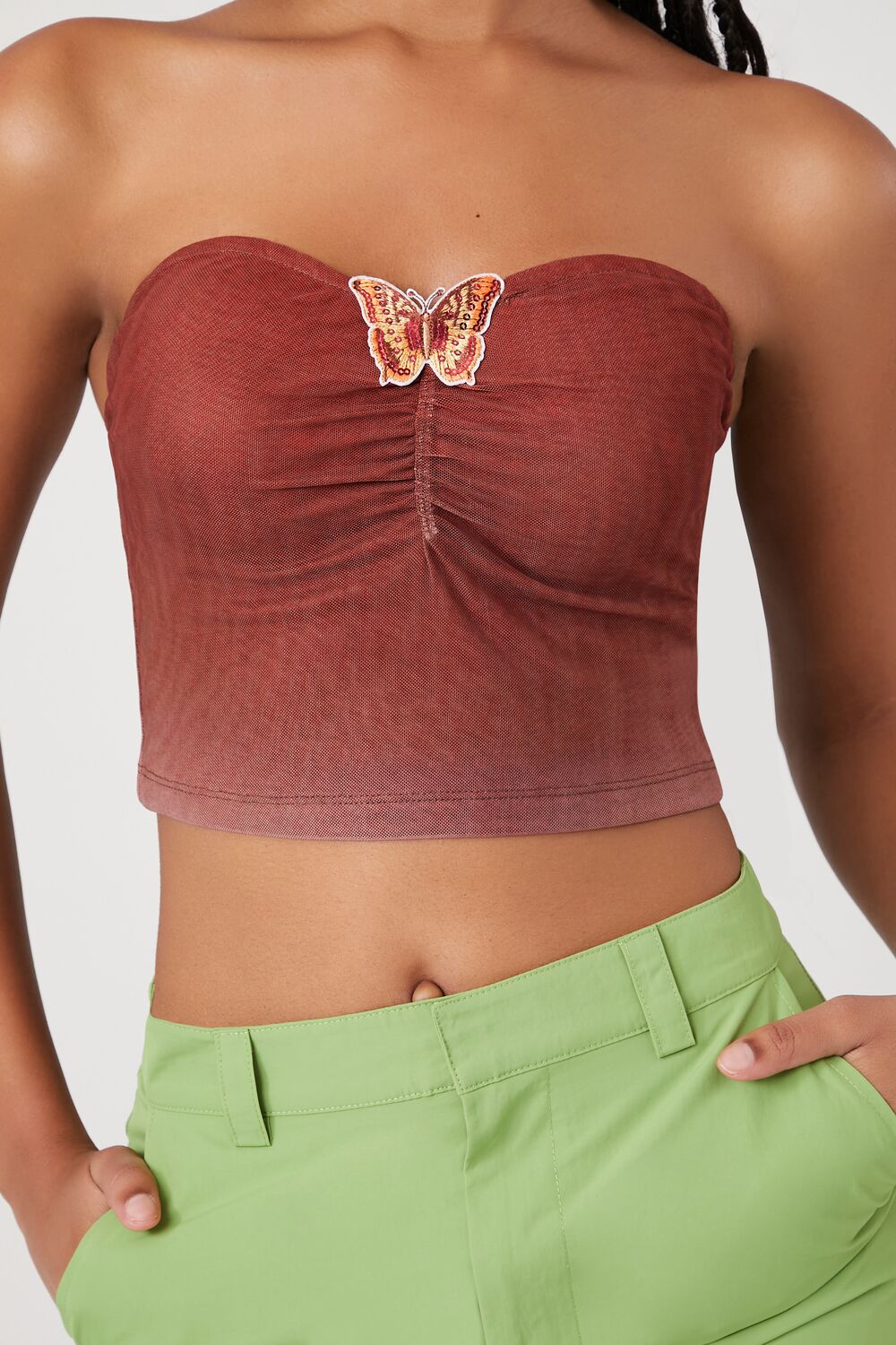 Butterfly Cropped Tube Top-Feelings Star