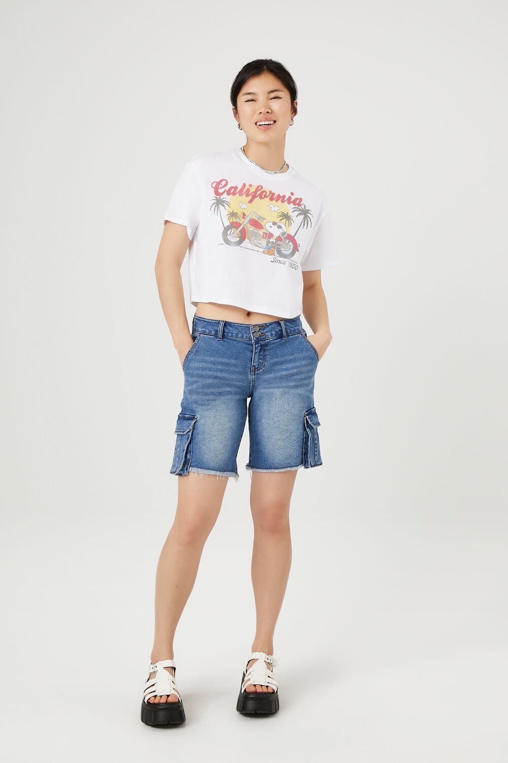 California Snoopy Graphic Cropped Tee-Feelings Star