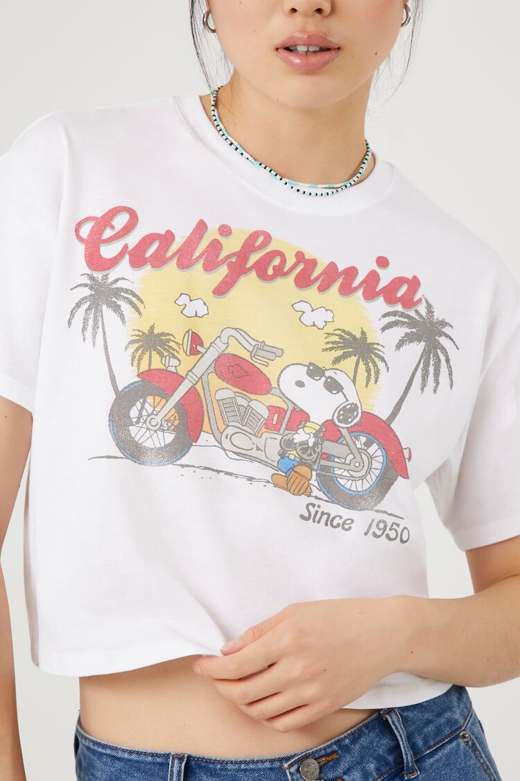 California Snoopy Graphic Cropped Tee-Feelings Star