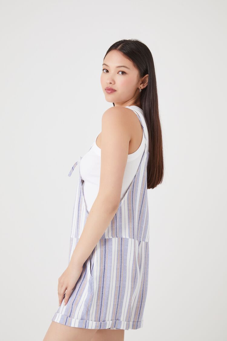 Striped Overall Shorts-Feelings Star