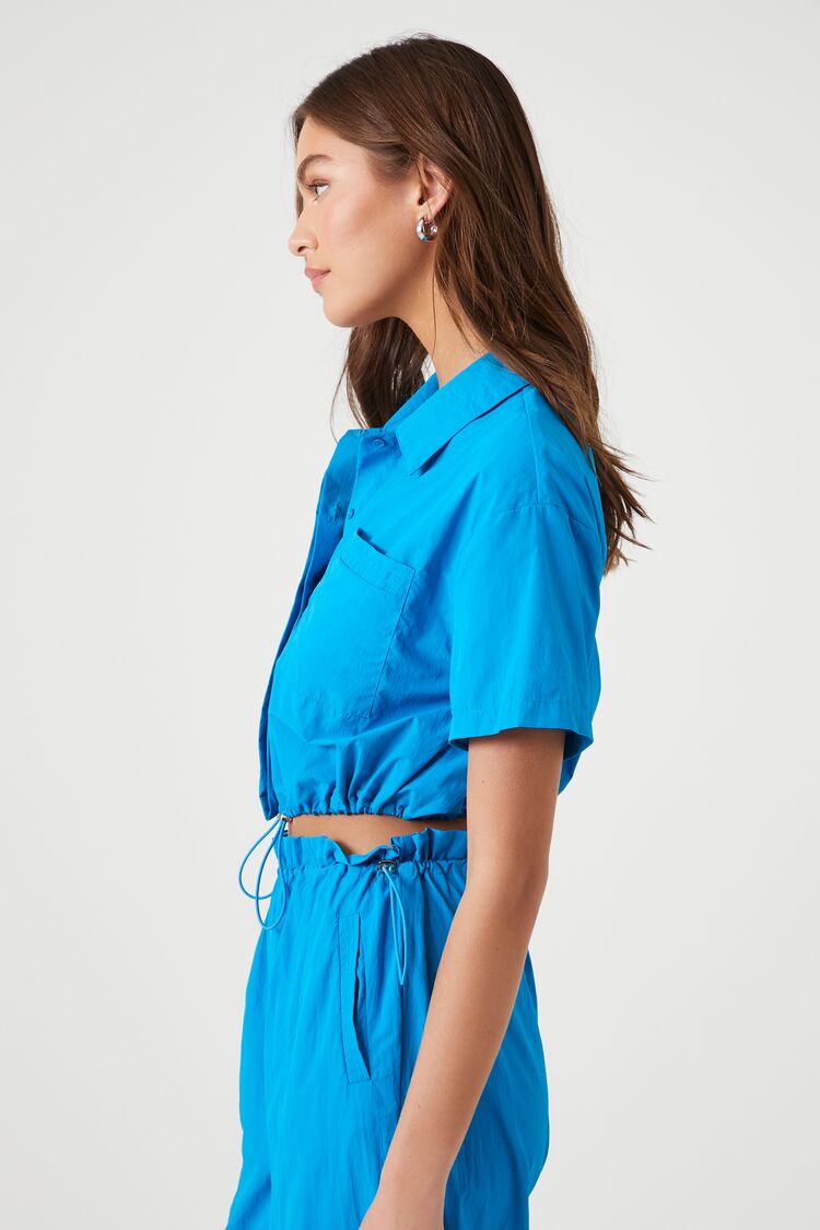 Toggle Drawstring Cropped Shirt-Feelings Star