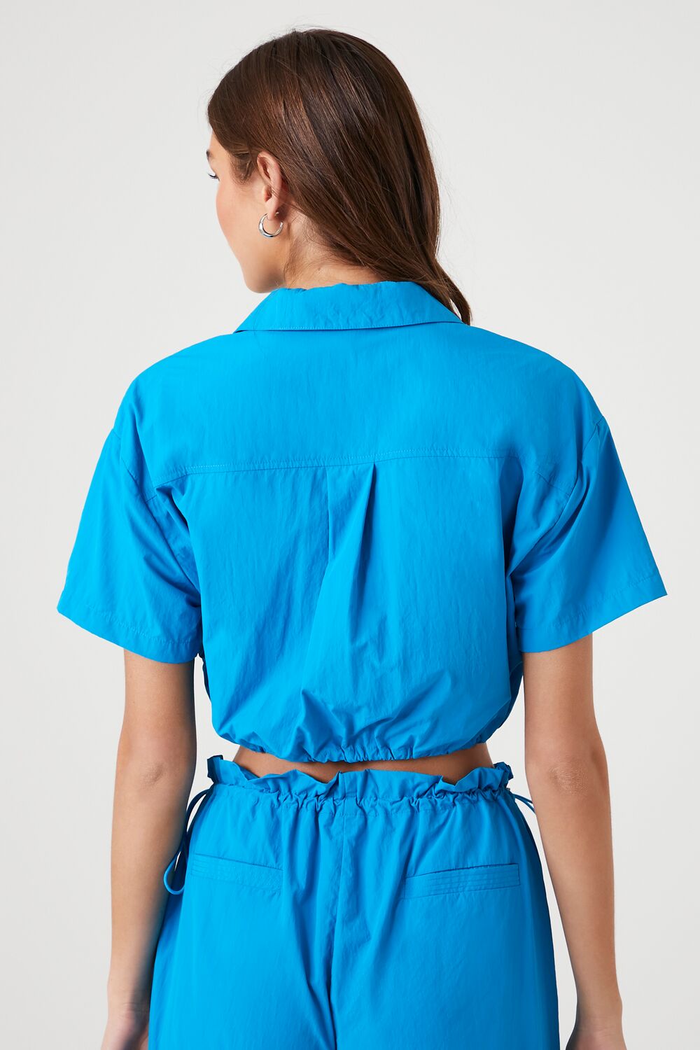 Toggle Drawstring Cropped Shirt-Feelings Star