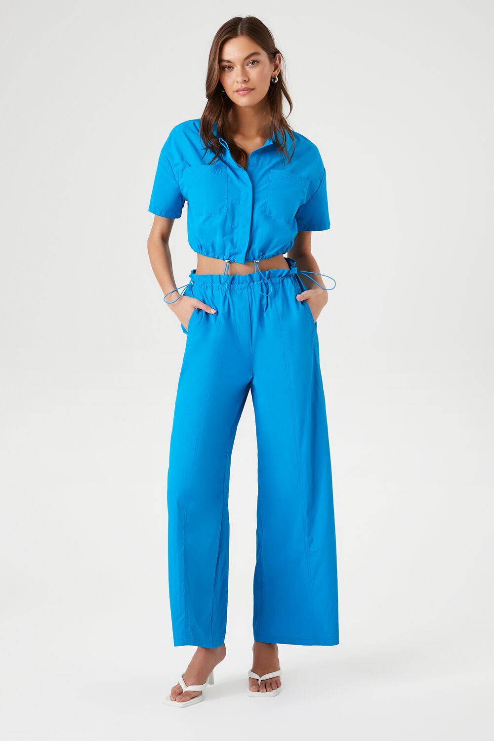 Toggle Drawstring Cropped Shirt-Feelings Star