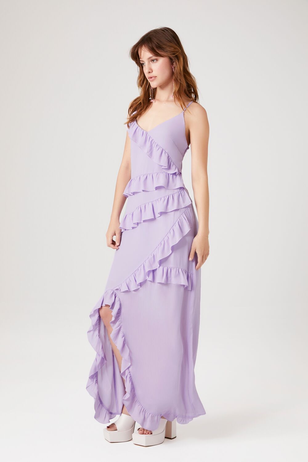 Asymmetrical Ruffle Maxi Dress-Feelings Star