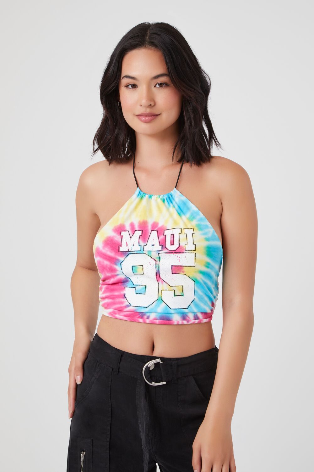 Tie-Dye Maui 95 Graphic Halter Top-Feelings Star
