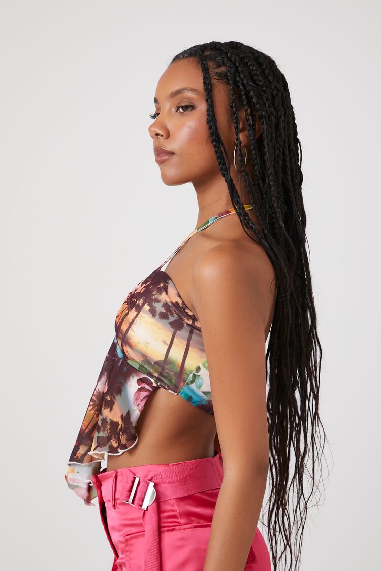 Tropical Mesh Halter Top-Feelings Star