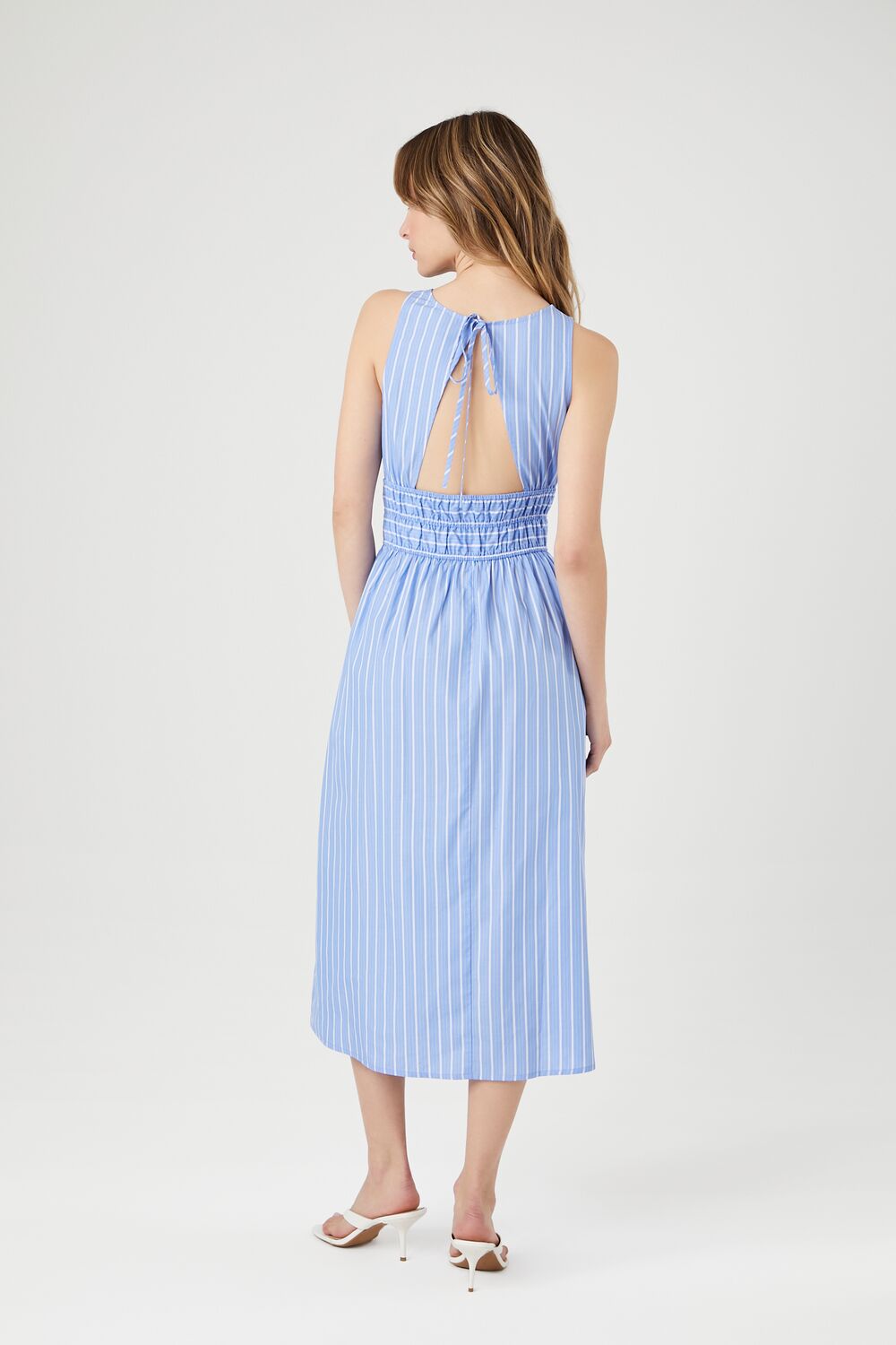 Pinstriped Poplin Midi Dress-Feelings Star