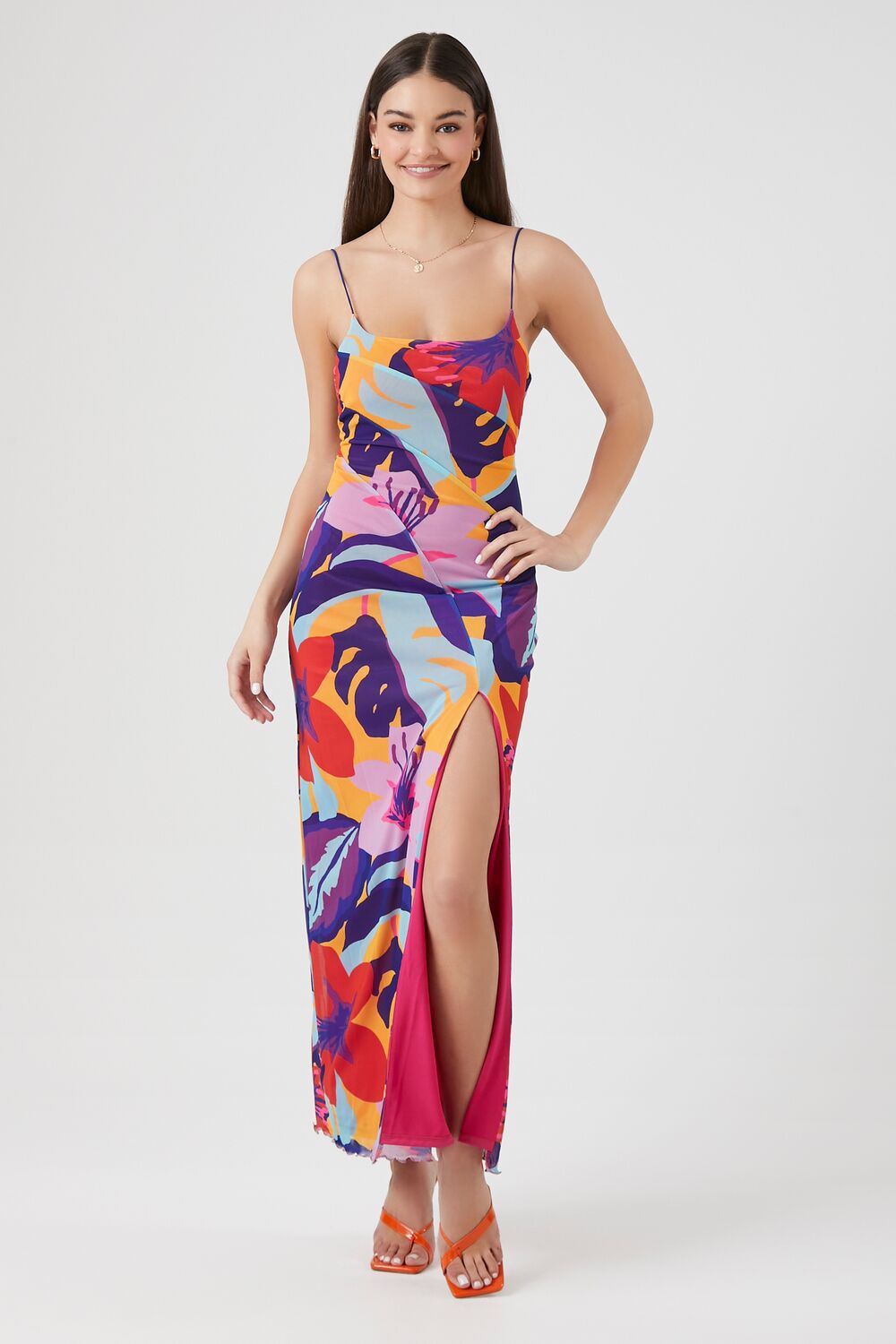 Tropical Floral Maxi Dress-Feelings Star