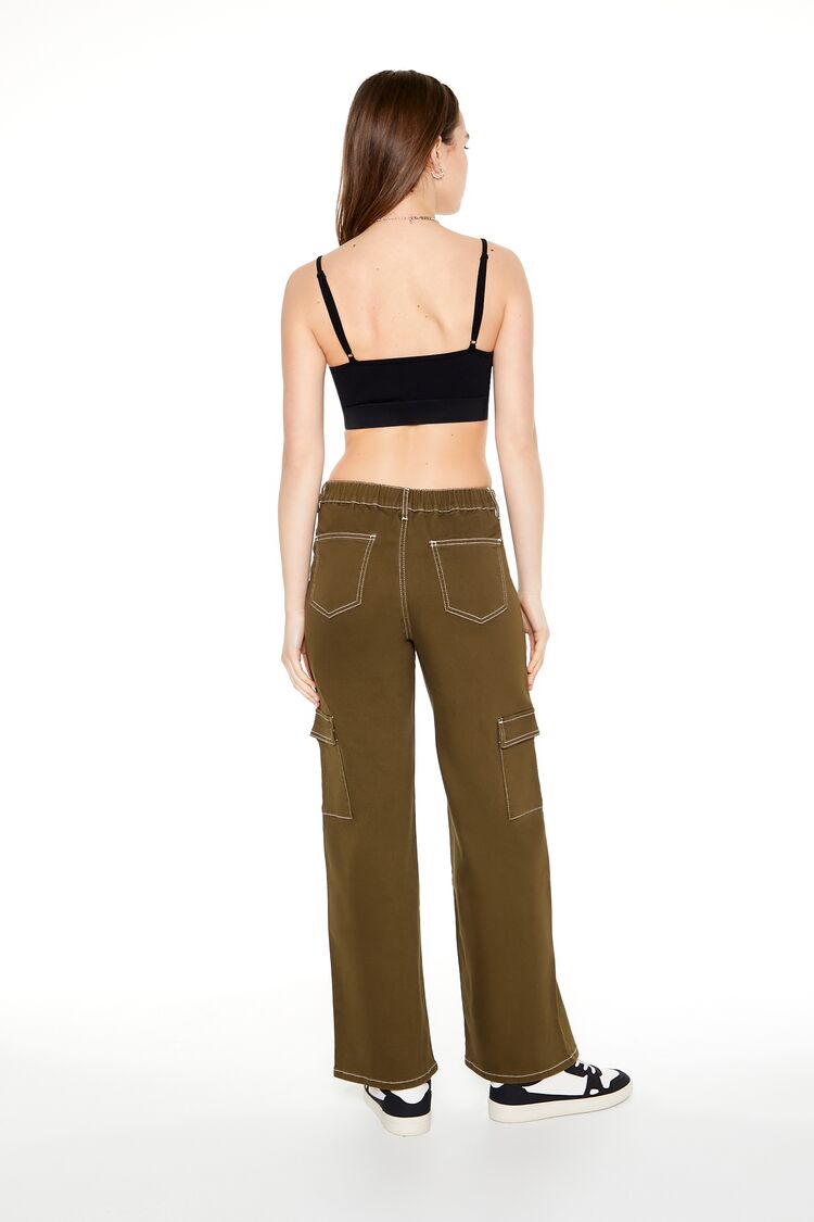 Twill Contrast-Trim Cargo Pants-Feelings Star