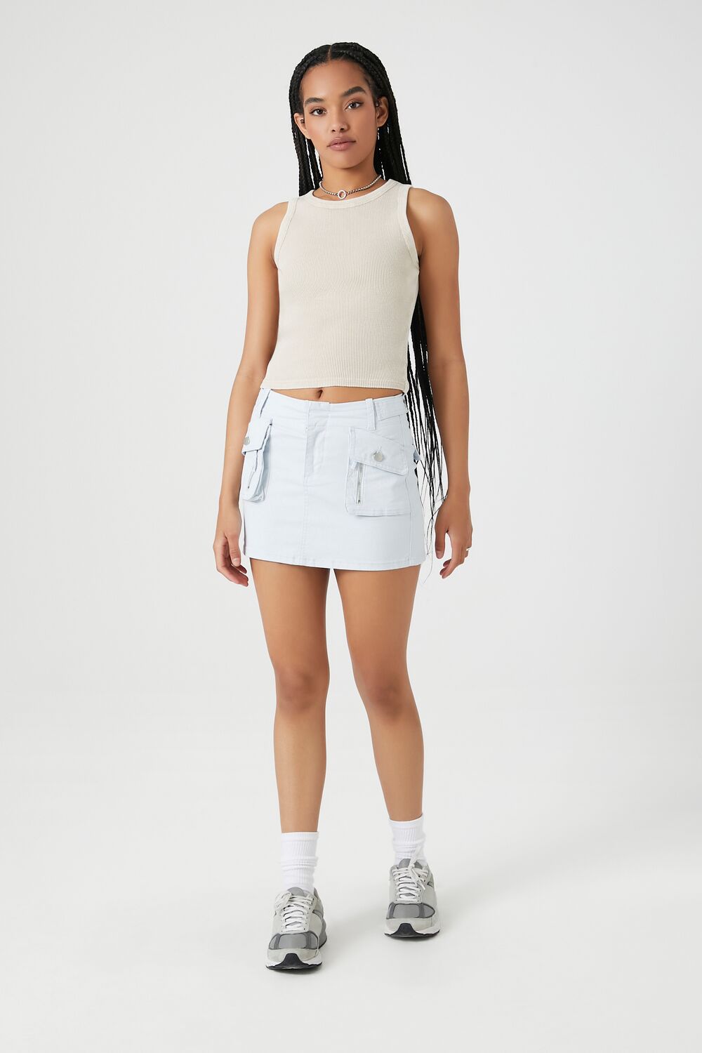 Twill Cargo Mini Skirt-Feelings Star