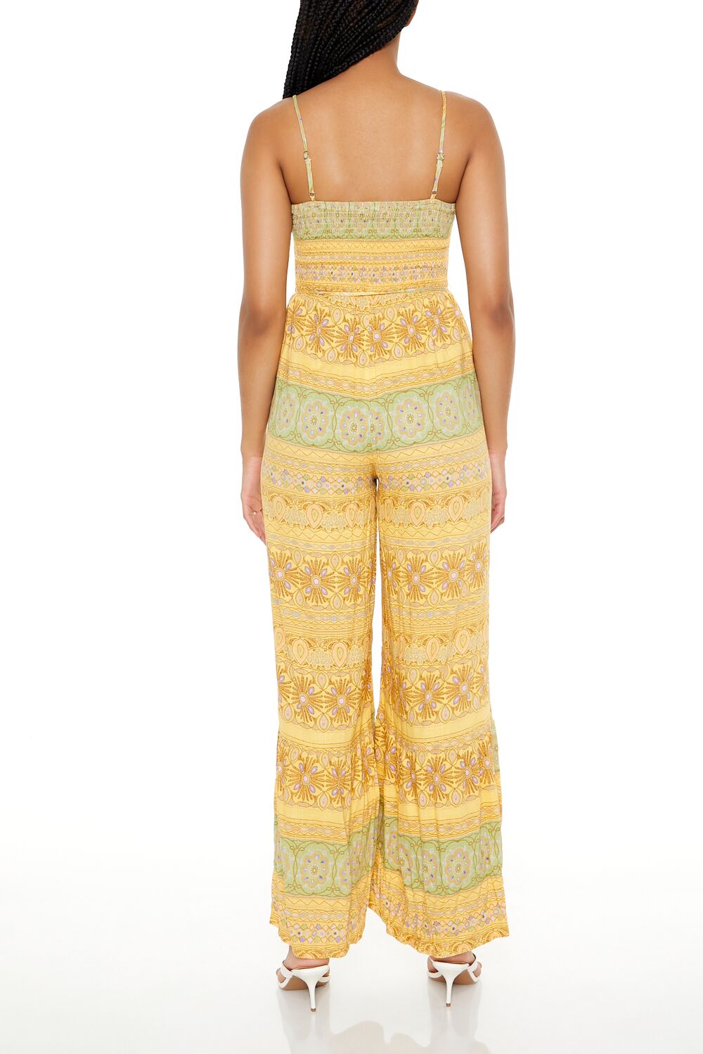 Striped Ornate Print Cami Jumpsuit-Feelings Star