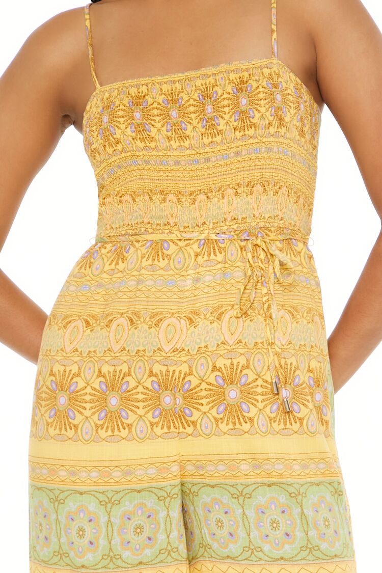 Striped Ornate Print Cami Jumpsuit-Feelings Star