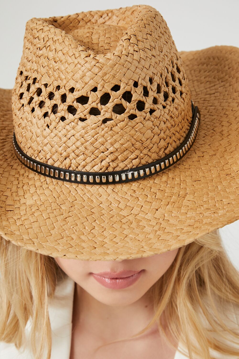 Studded-Trim Cowboy Hat-Feelings Star