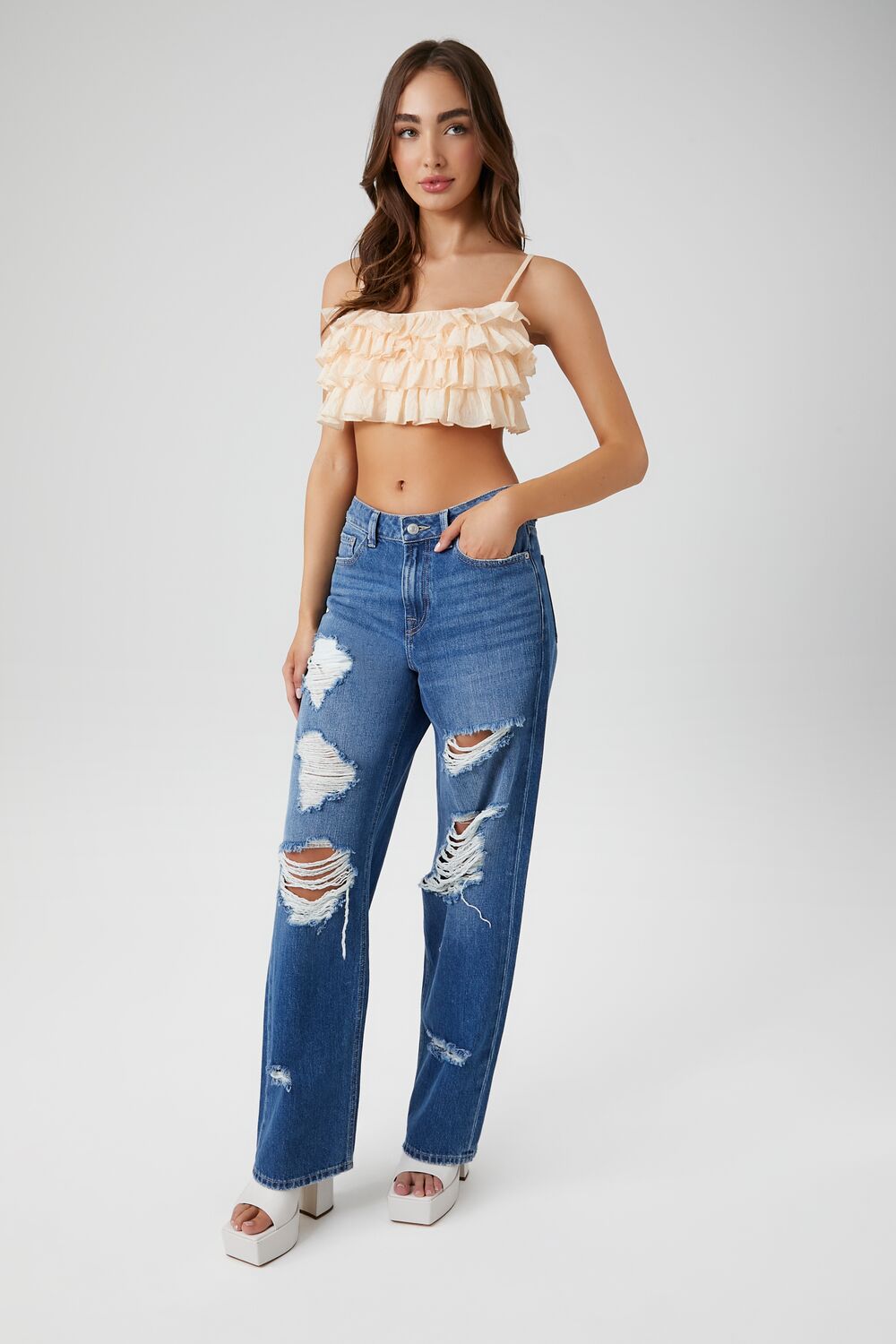 Tiered Flounce Cropped Cami-Feelings Star