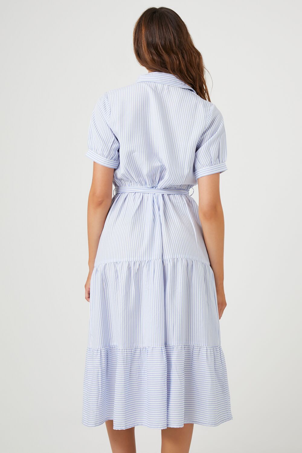 Striped Midi Shirt Dress-Feelings Star
