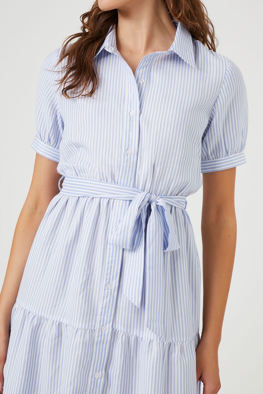Striped Midi Shirt Dress-Feelings Star