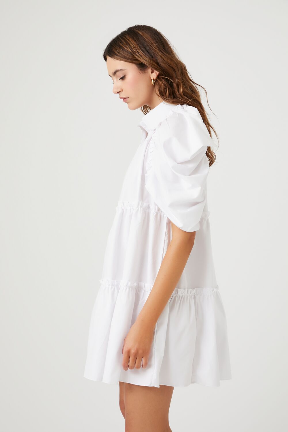 Tiered Puff-Sleeve Shift Dress-Feelings Star