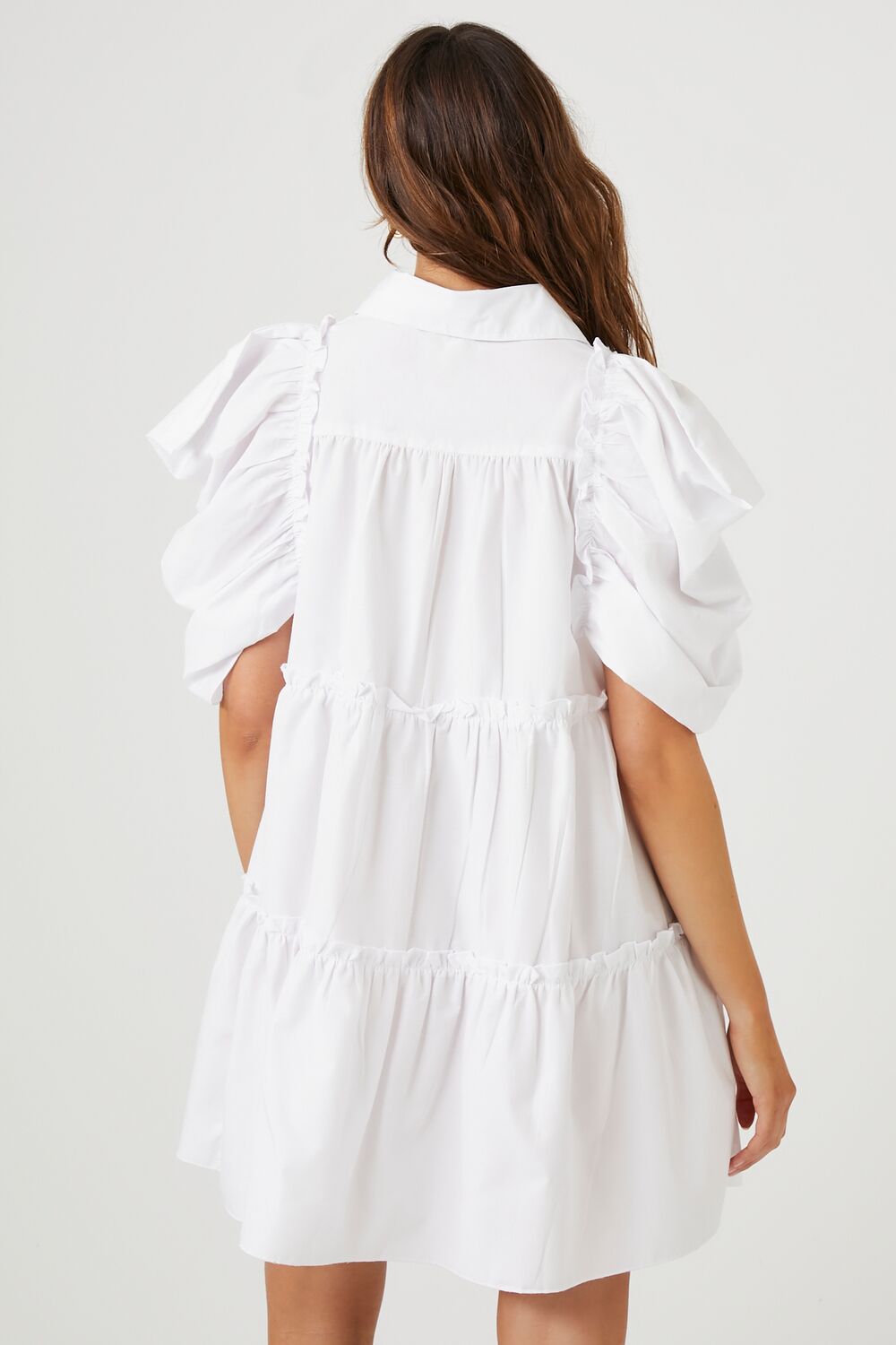 Tiered Puff-Sleeve Shift Dress-Feelings Star