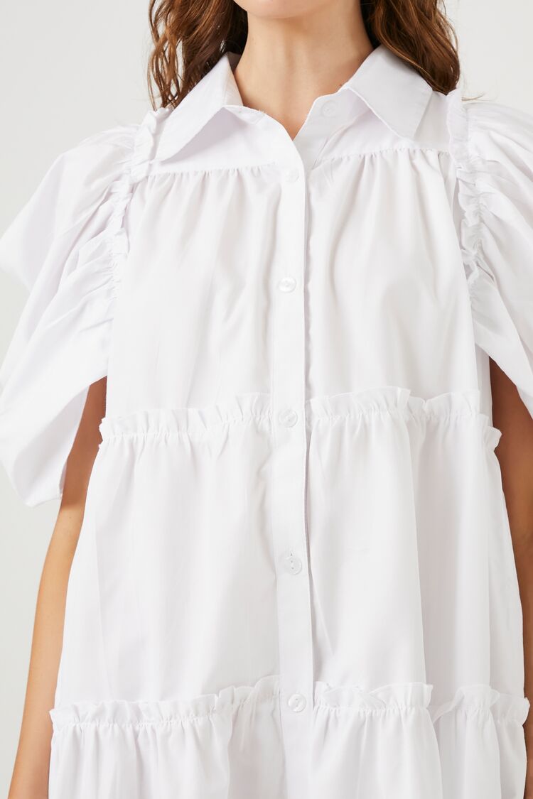 Tiered Puff-Sleeve Shift Dress-Feelings Star