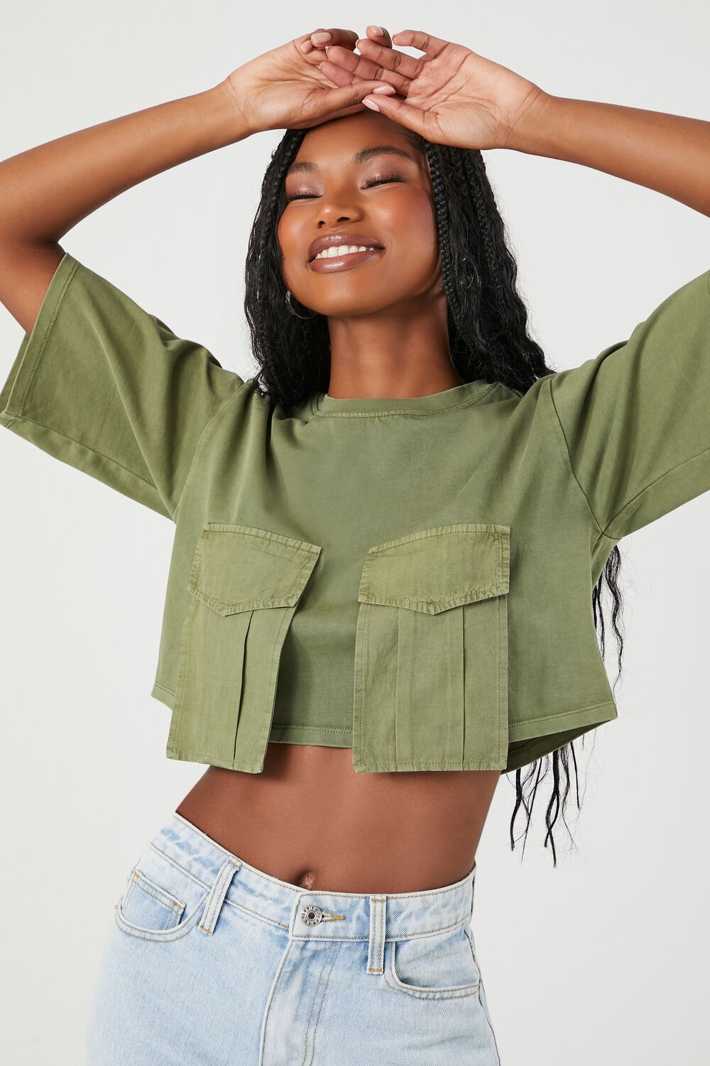 Cargo Pocket Cropped Tee-Feelings Star