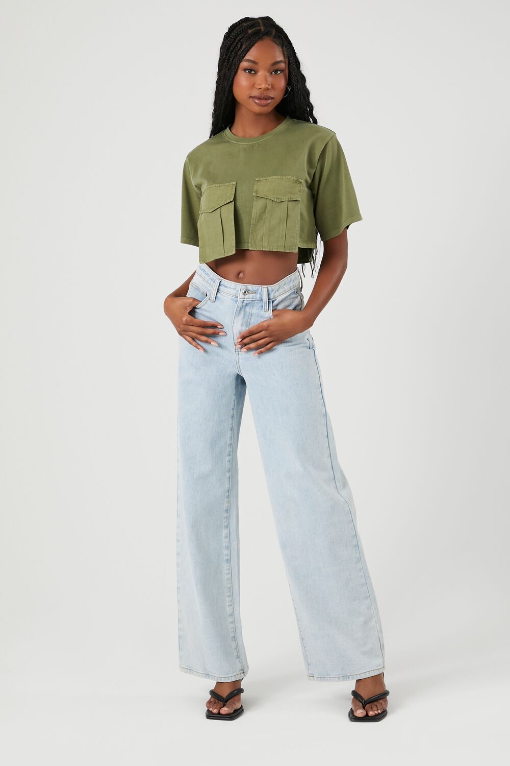 Cargo Pocket Cropped Tee-Feelings Star