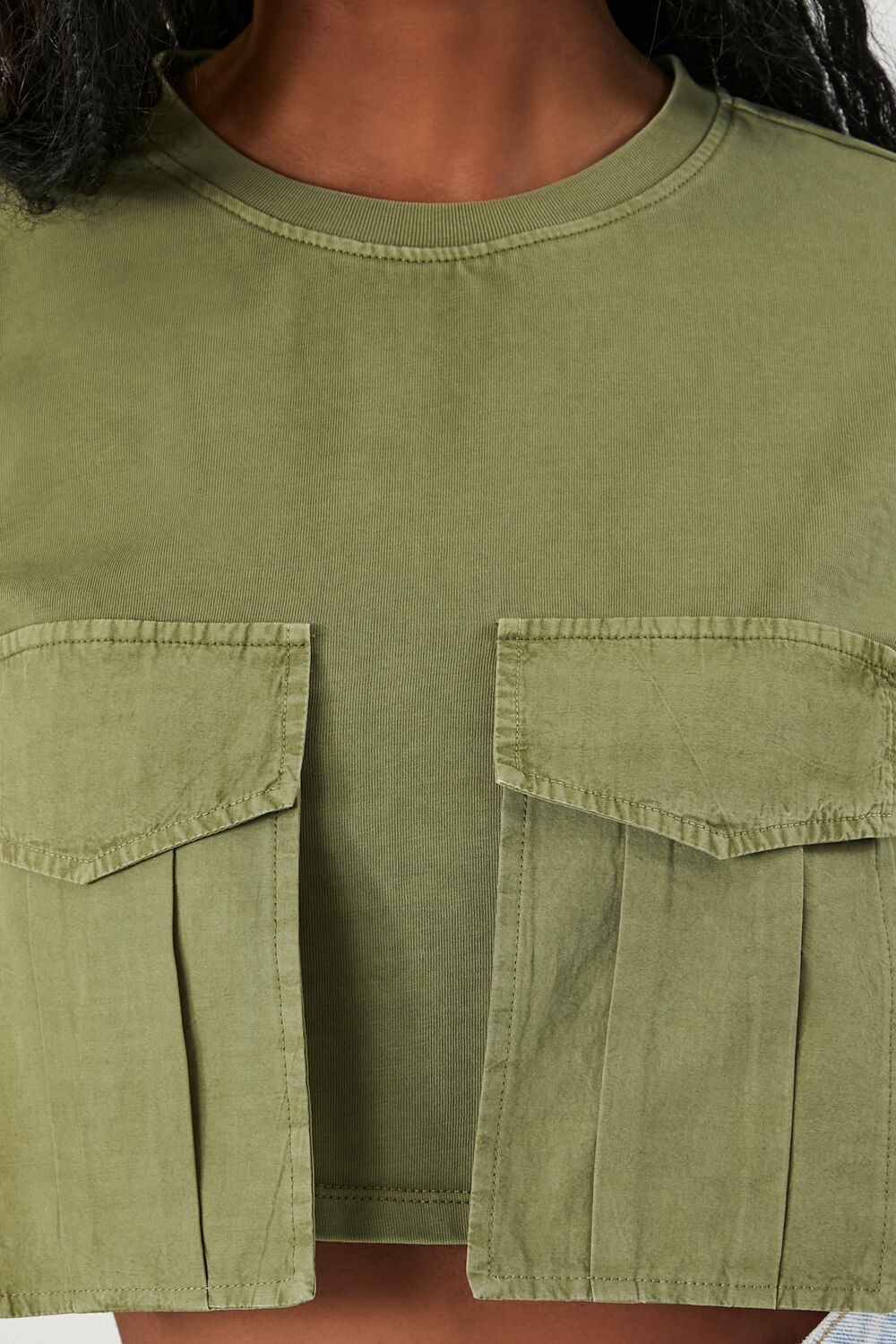 Cargo Pocket Cropped Tee-Feelings Star