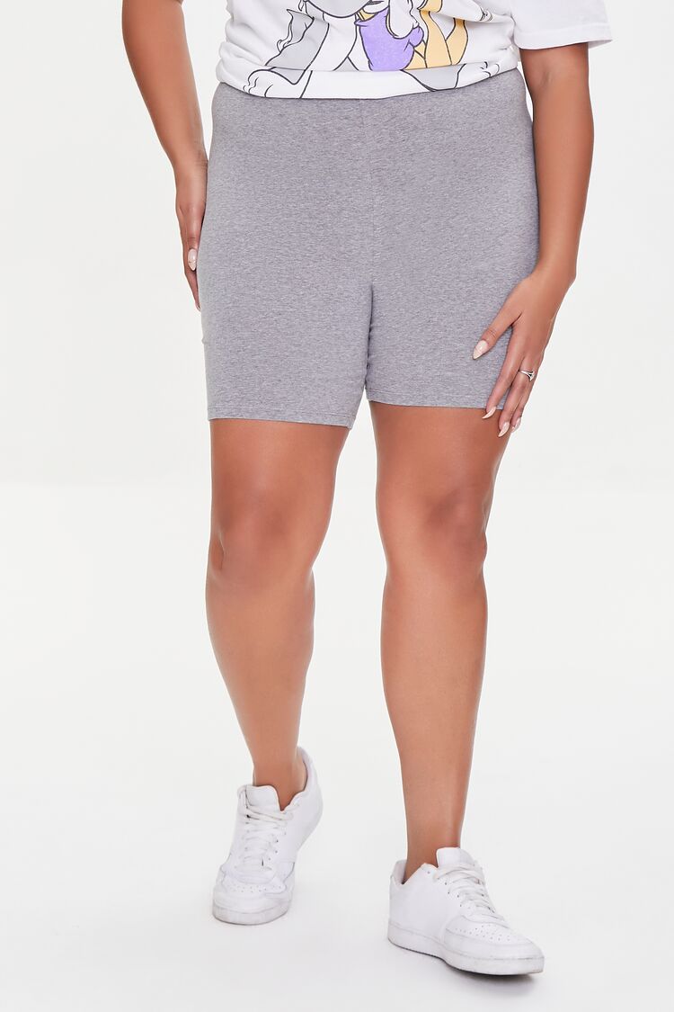 Plus Size Basic Cotton Biker Shorts-Feelings Star
