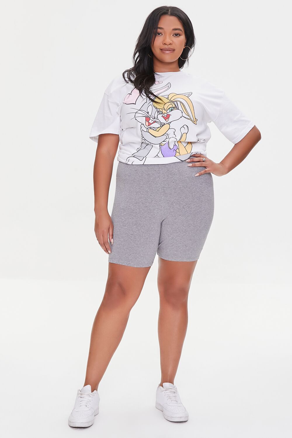 Plus Size Basic Cotton Biker Shorts-Feelings Star