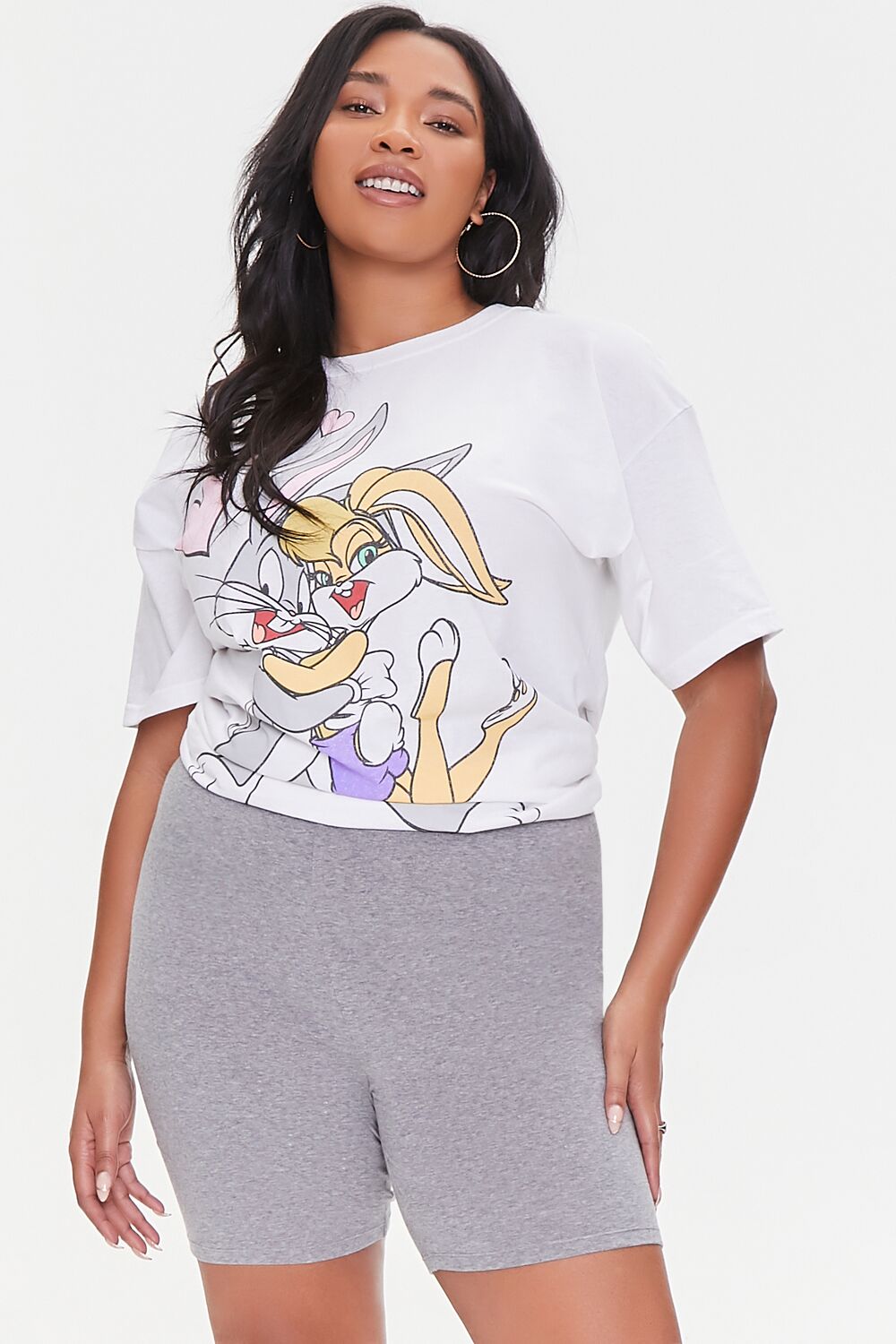 Plus Size Basic Cotton Biker Shorts-Feelings Star