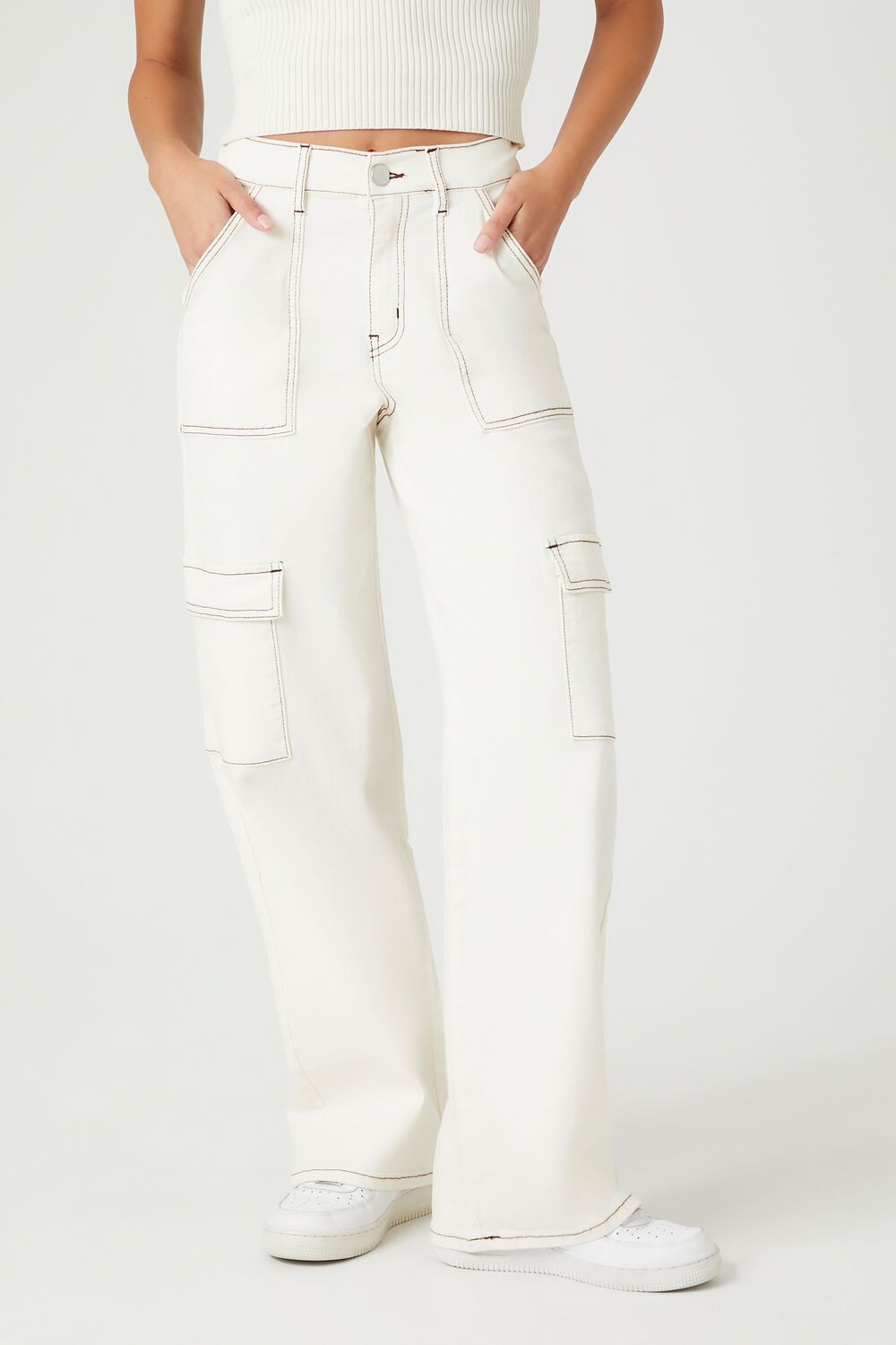 Twill Straight-Leg Cargo Pants-Feelings Star