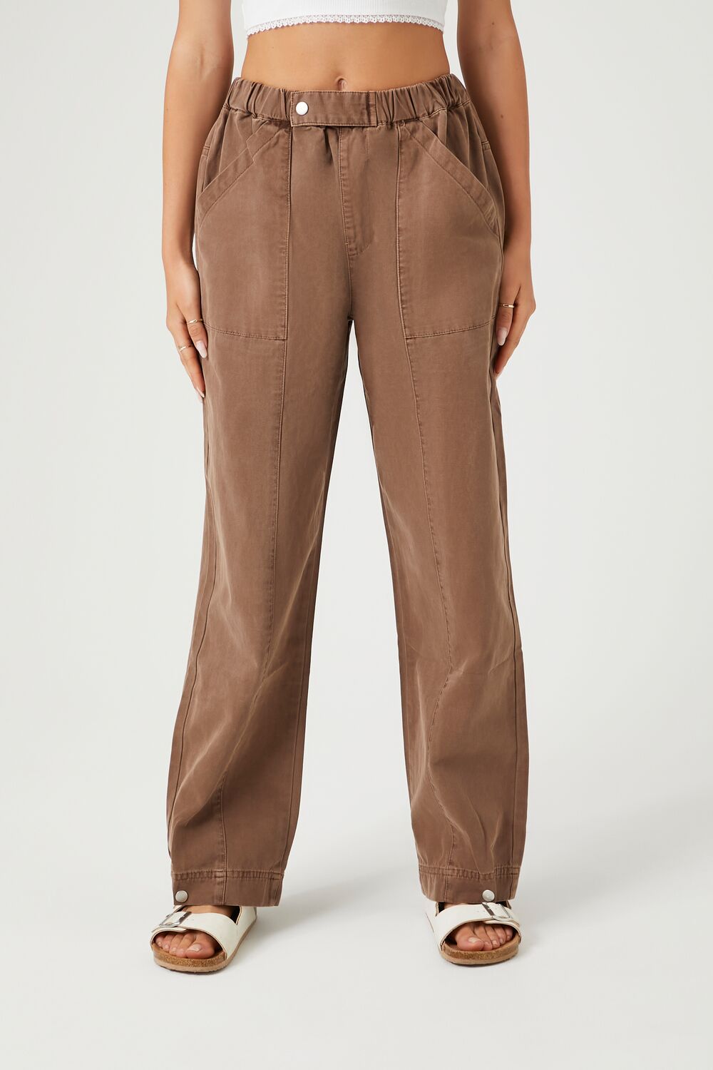 Straight-Leg Cotton Pants-Feelings Star