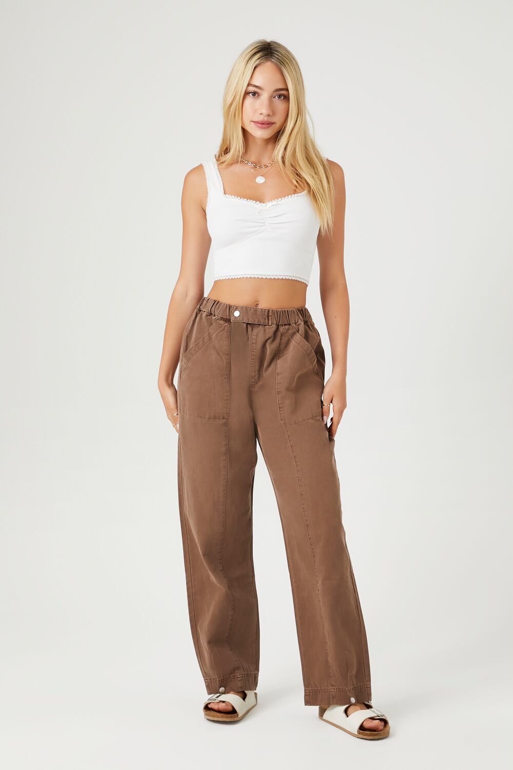 Straight-Leg Cotton Pants-Feelings Star