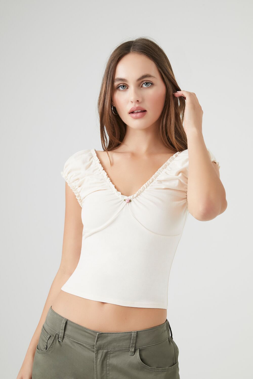 Cap Puff Sleeve Crop Top-Feelings Star