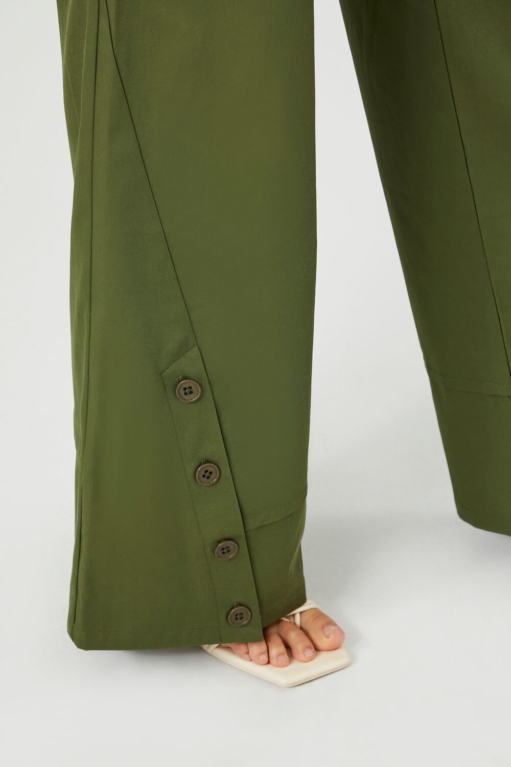 Button-Hem Wide-Leg Pants-Feelings Star