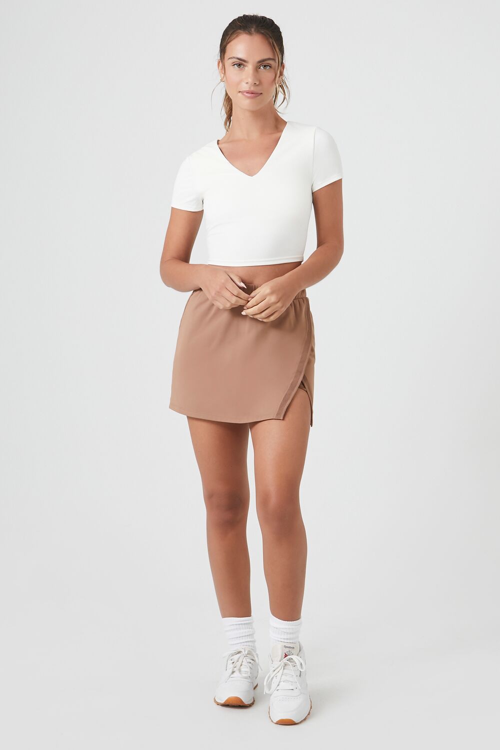 Active Cropped V-Neck Tee-Feelings Star