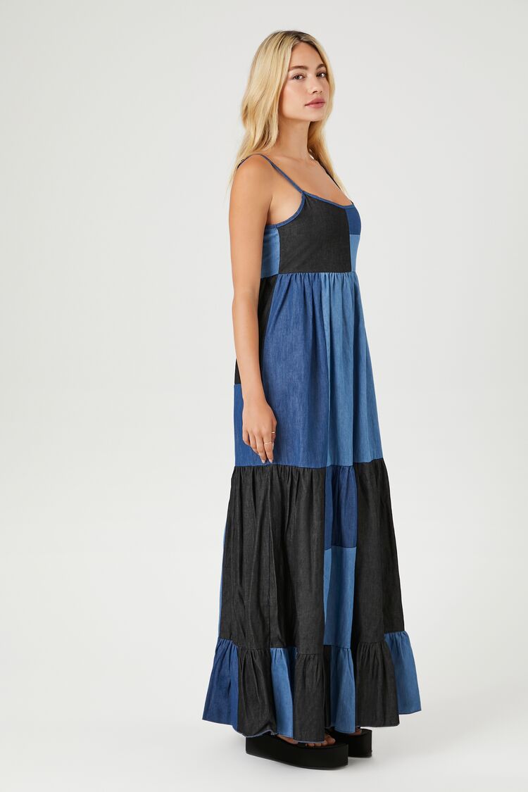 Patchwork Denim Maxi Dress-Feelings Star