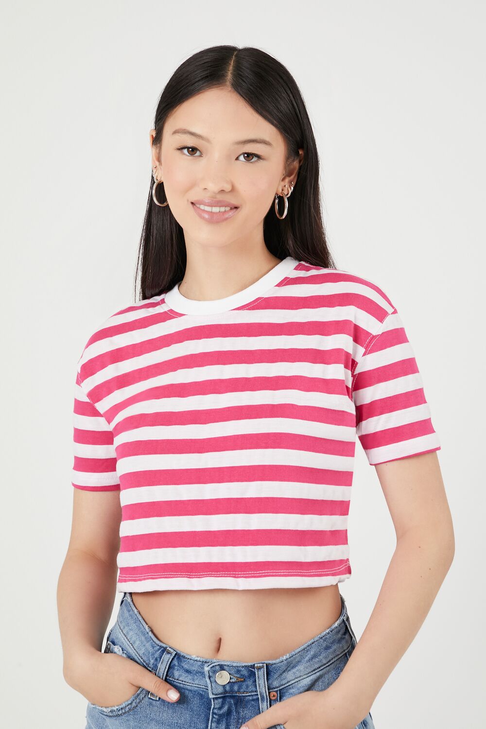 Striped Cropped Tee-Feelings Star