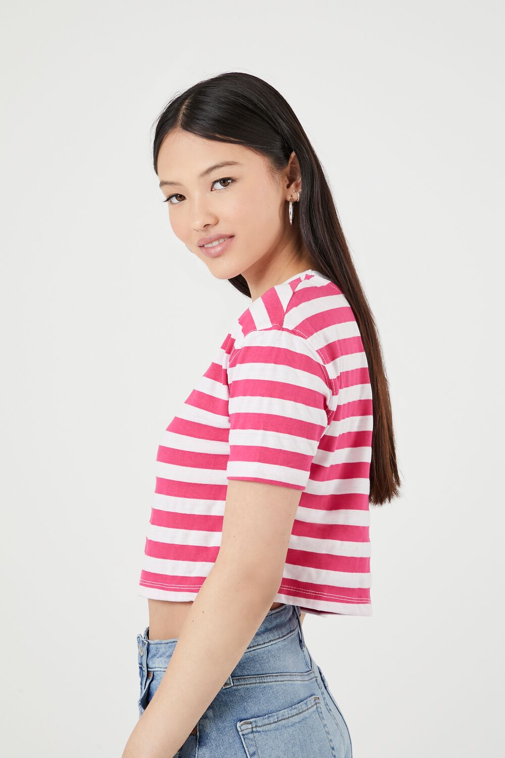 Striped Cropped Tee-Feelings Star