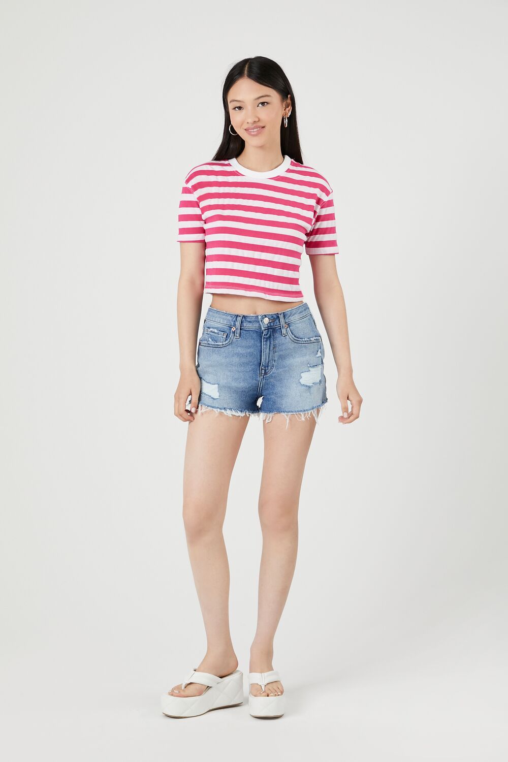 Striped Cropped Tee-Feelings Star