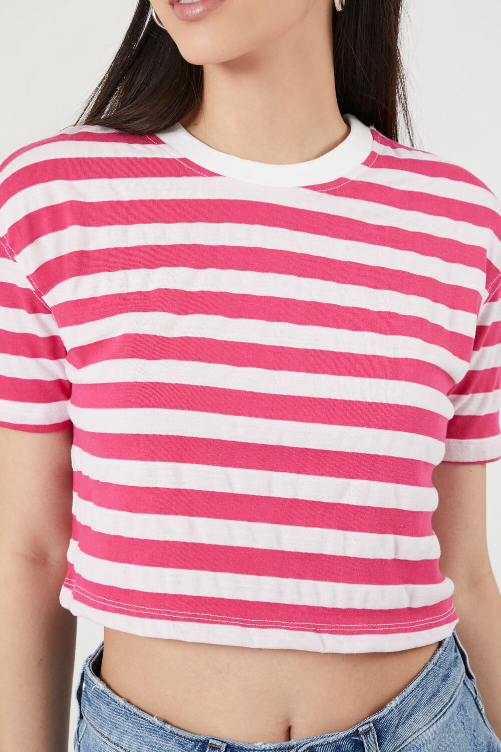 Striped Cropped Tee-Feelings Star