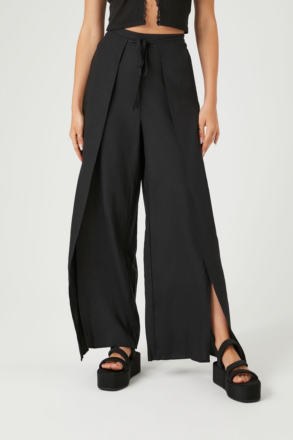 Tie-Front Wide-Leg Pants-Feelings Star