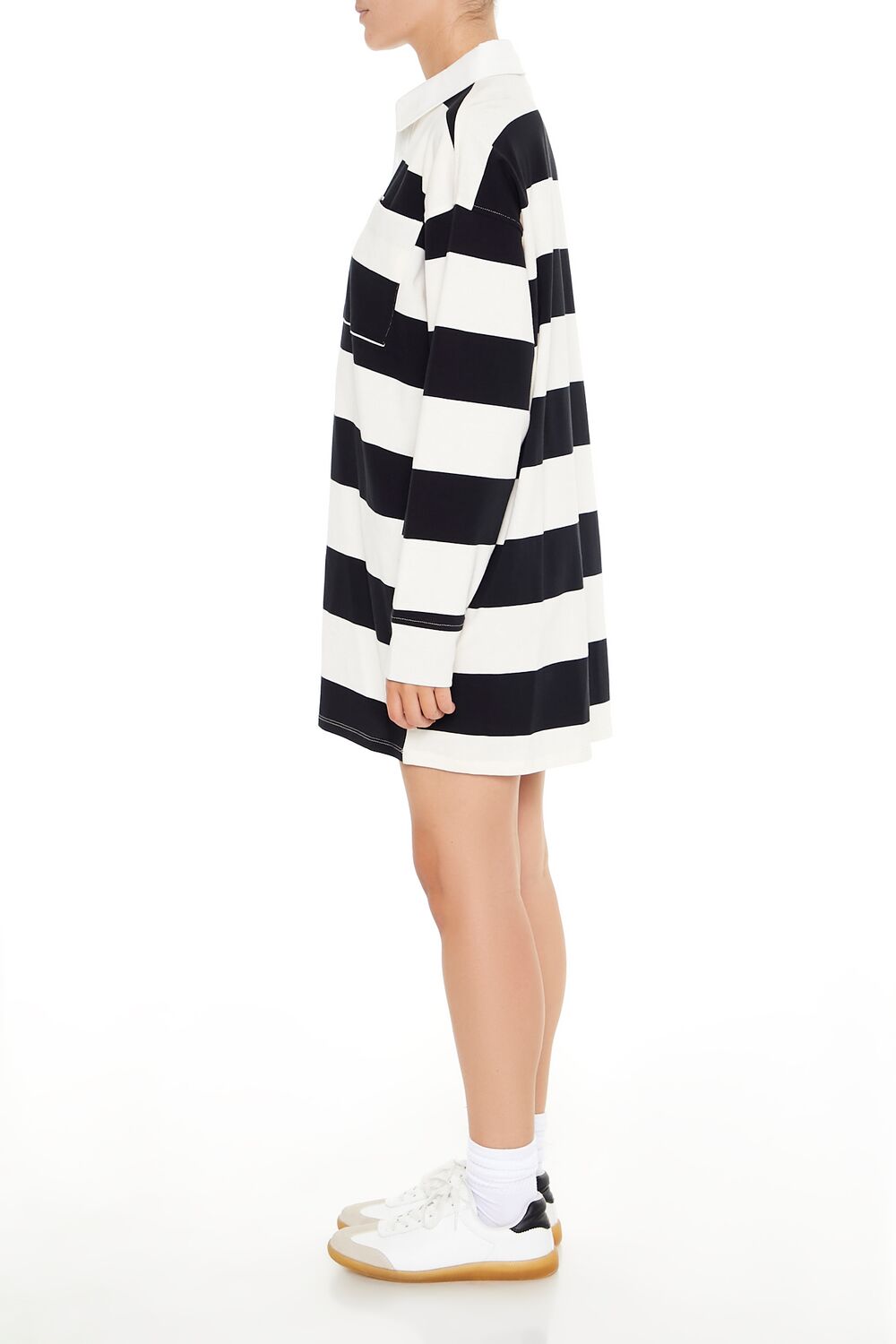 Striped Polo Shirt Dress-Feelings Star