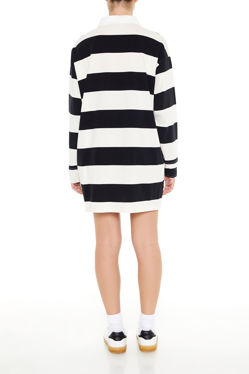 Striped Polo Shirt Dress-Feelings Star