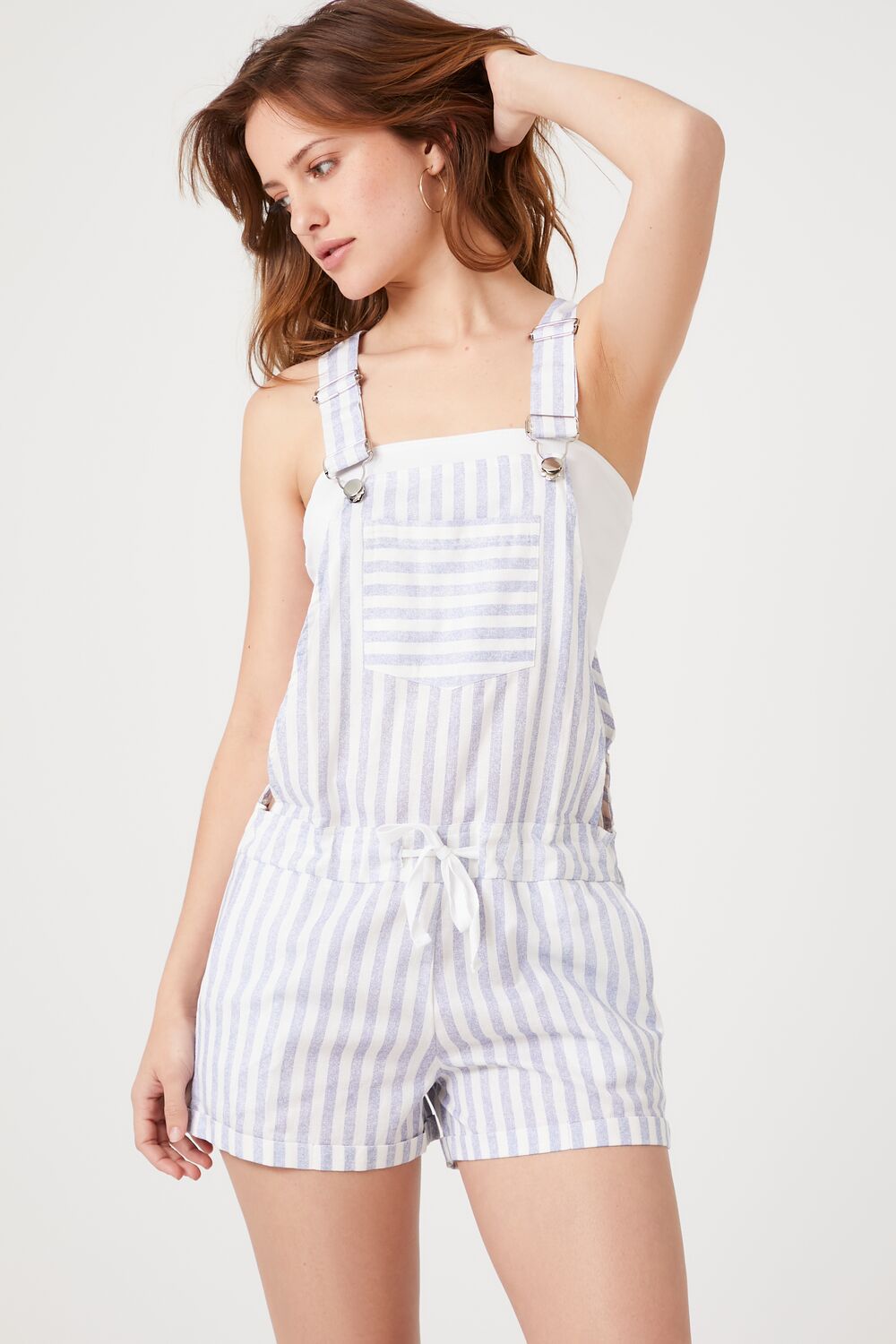 Striped Overall Shorts-Feelings Star