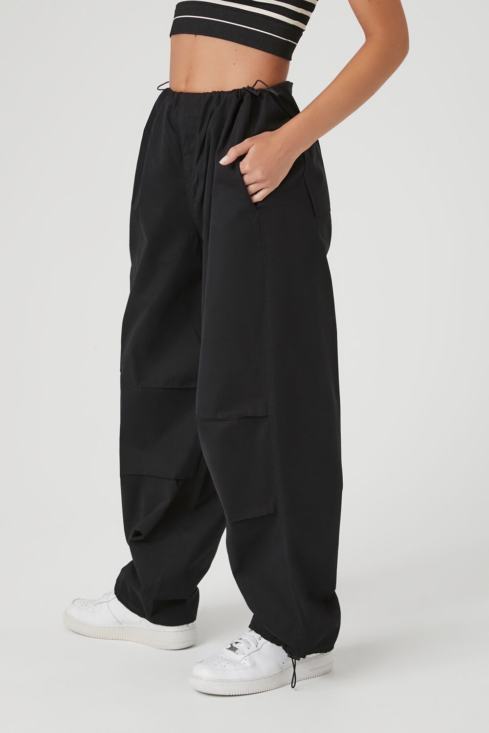 Toggle Drawstring Parachute Pants-Feelings Star