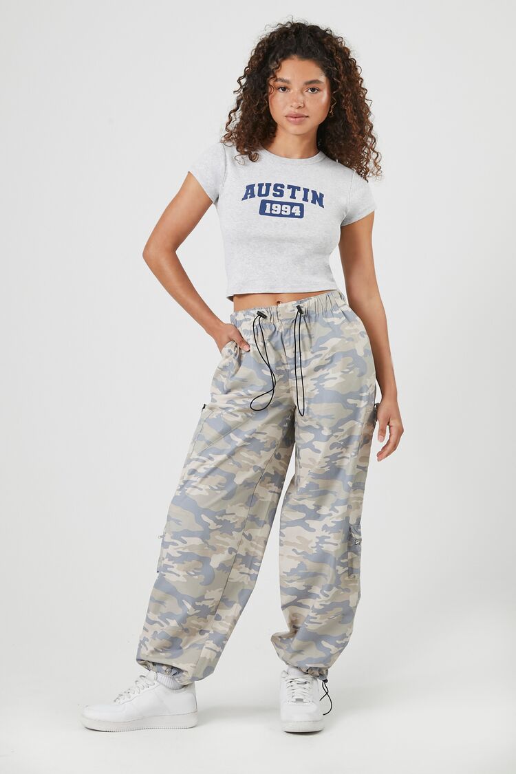 Toggle Drawstring Camo Joggers-Feelings Star