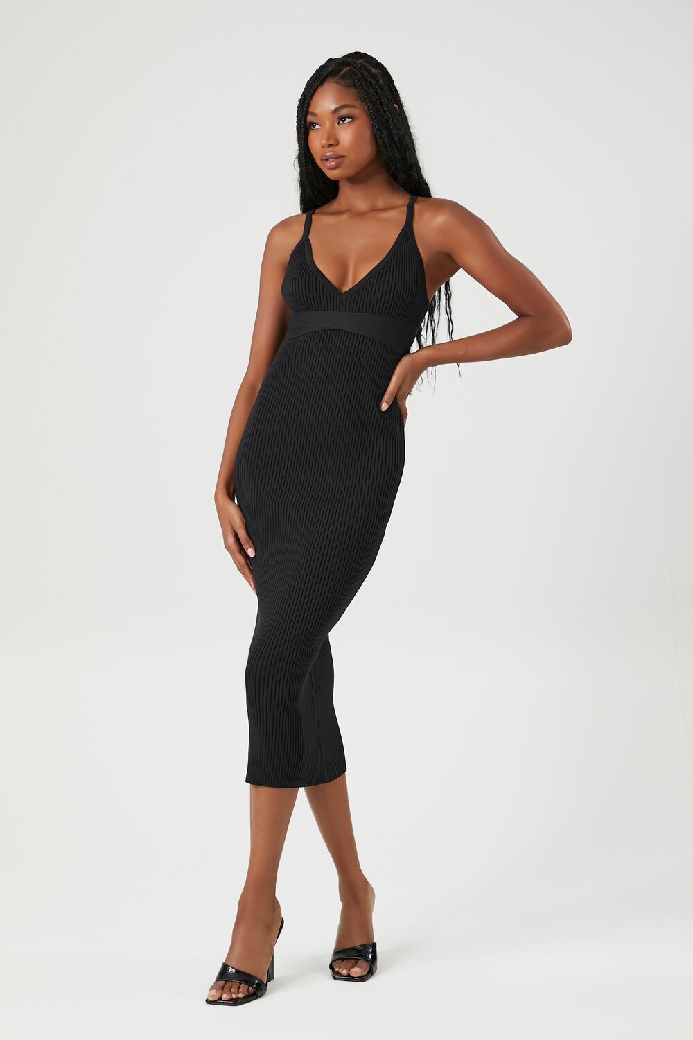 V-Neck Cami Midi Dress-Feelings Star
