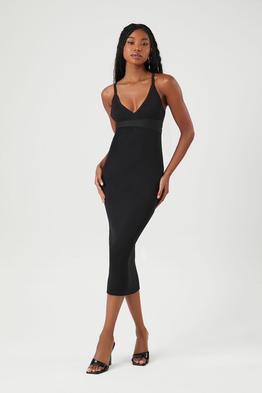 V-Neck Cami Midi Dress-Feelings Star